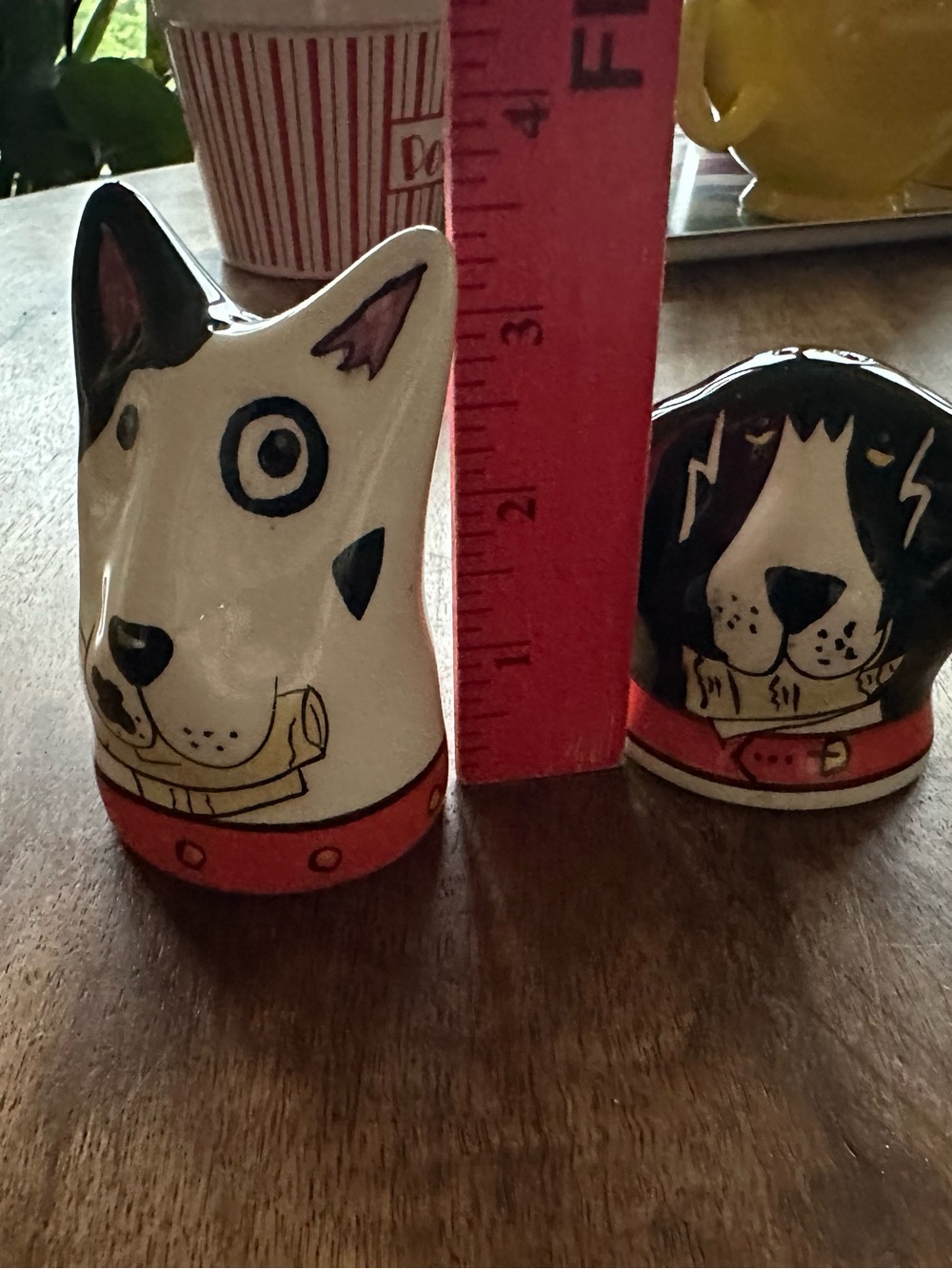 Whimsical Dog Salt and Pepper Shakers White & Black with Red Collars - Picture 5 of 7
